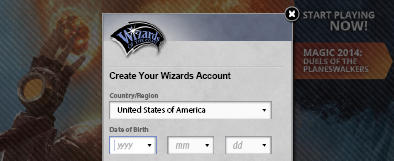 Wizards Accounts New Player Sign Up